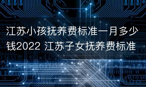 江苏小孩抚养费标准一月多少钱2022 江苏子女抚养费标准