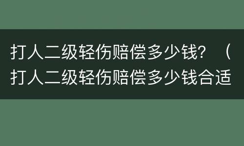 打人二级轻伤赔偿多少钱？（打人二级轻伤赔偿多少钱合适）