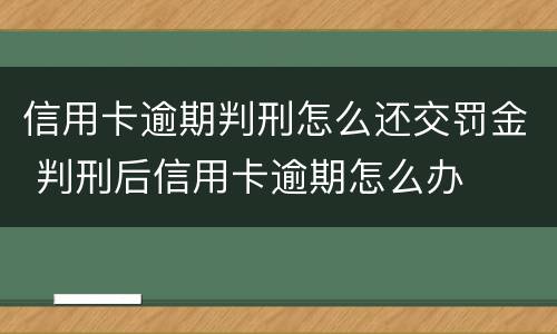 信用卡逾期判刑怎么还交罚金 判刑后信用卡逾期怎么办