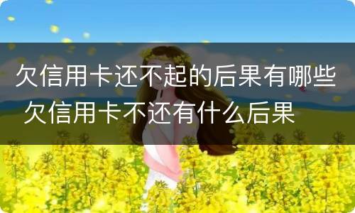 欠信用卡还不起的后果有哪些 欠信用卡不还有什么后果