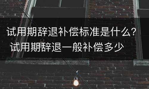 试用期辞退补偿标准是什么？ 试用期辞退一般补偿多少