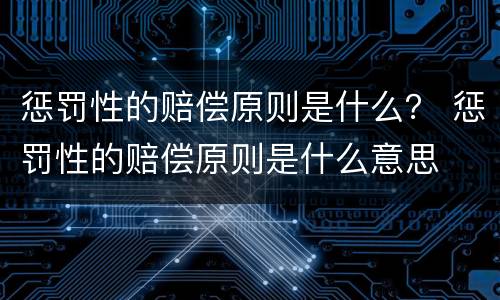 惩罚性的赔偿原则是什么？ 惩罚性的赔偿原则是什么意思