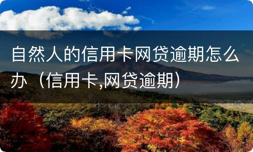 自然人的信用卡网贷逾期怎么办（信用卡,网贷逾期）
