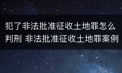 犯了非法批准征收土地罪怎么判刑 非法批准征收土地罪案例