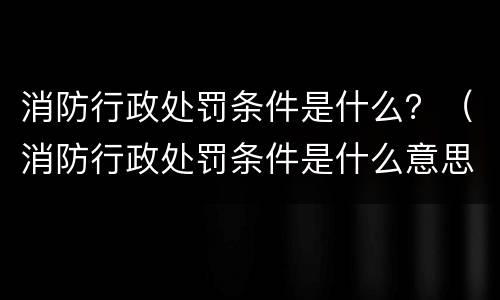 消防行政处罚条件是什么？（消防行政处罚条件是什么意思）