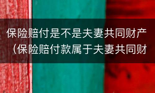 保险赔付是不是夫妻共同财产（保险赔付款属于夫妻共同财产吗）