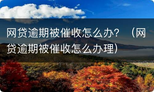 网贷逾期被催收怎么办？（网贷逾期被催收怎么办理）