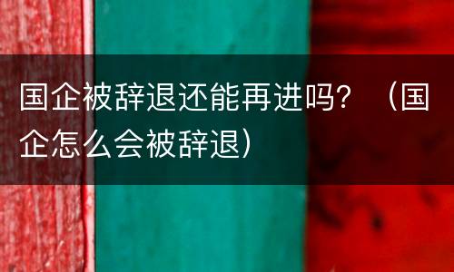 国企被辞退还能再进吗？（国企怎么会被辞退）