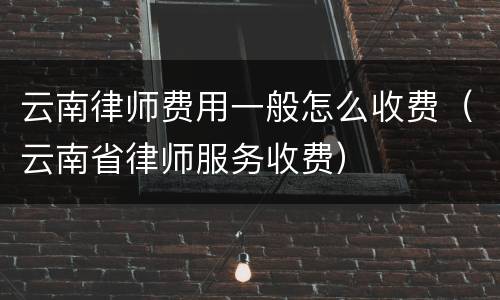 云南律师费用一般怎么收费（云南省律师服务收费）