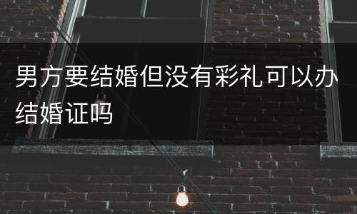 男方要结婚但没有彩礼可以办结婚证吗