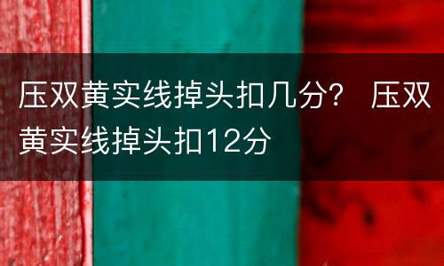 压双黄实线掉头扣几分？ 压双黄实线掉头扣12分