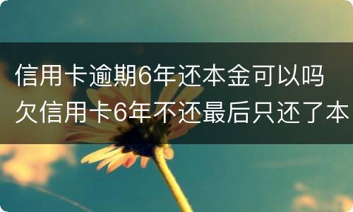 信用卡逾期6年还本金可以吗 欠信用卡6年不还最后只还了本金