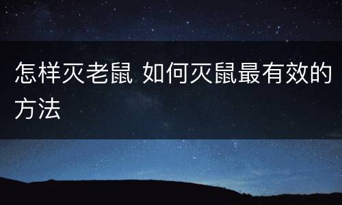 怎样灭老鼠 如何灭鼠最有效的方法