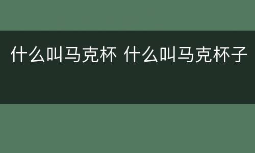 什么叫马克杯 什么叫马克杯子