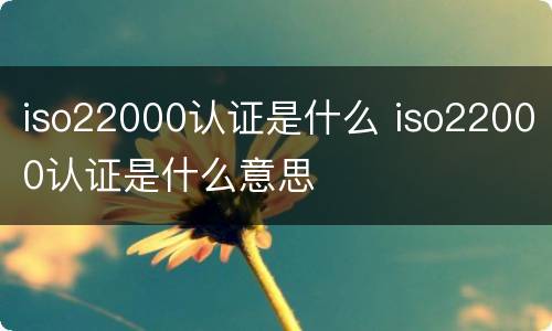 iso22000认证是什么 iso22000认证是什么意思