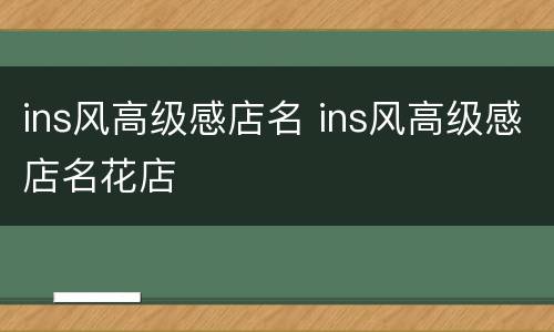 ins风高级感店名 ins风高级感店名花店