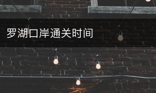 罗湖口岸通关时间