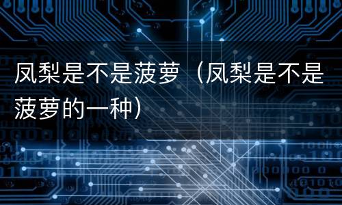 凤梨是不是菠萝（凤梨是不是菠萝的一种）
