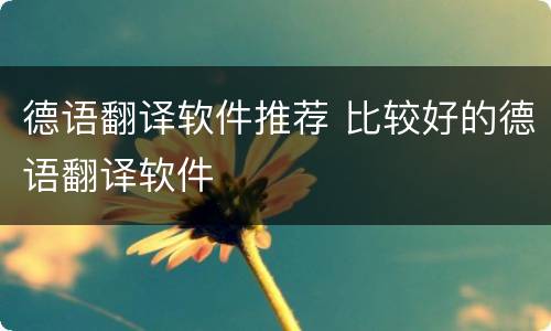 德语翻译软件推荐 比较好的德语翻译软件