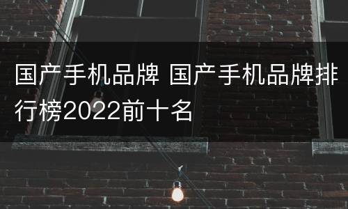 国产手机品牌 国产手机品牌排行榜2022前十名
