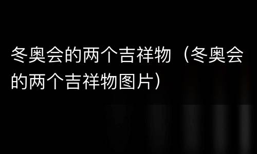 冬奥会的两个吉祥物（冬奥会的两个吉祥物图片）