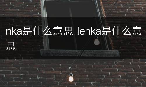 nka是什么意思 lenka是什么意思