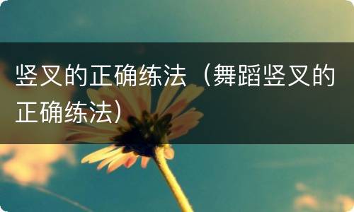 竖叉的正确练法（舞蹈竖叉的正确练法）