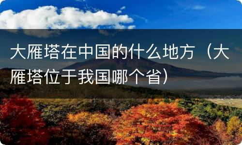 大雁塔在中国的什么地方（大雁塔位于我国哪个省）