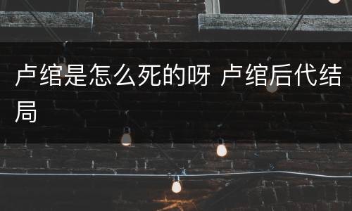卢绾是怎么死的呀 卢绾后代结局