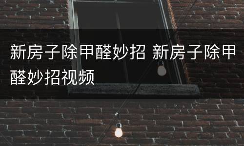 新房子除甲醛妙招 新房子除甲醛妙招视频