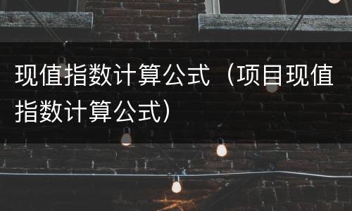 现值指数计算公式（项目现值指数计算公式）