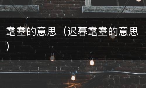 耄耋的意思（迟暮耄耋的意思）