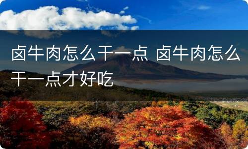 卤牛肉怎么干一点 卤牛肉怎么干一点才好吃