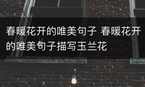春暖花开的唯美句子 春暖花开的唯美句子描写玉兰花