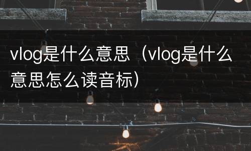 vlog是什么意思（vlog是什么意思怎么读音标）