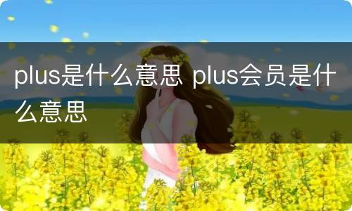 plus是什么意思 plus会员是什么意思