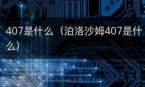 407是什么（泊洛沙姆407是什么）