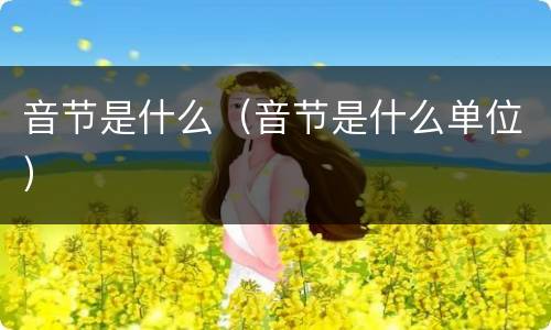 音节是什么（音节是什么单位）