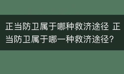 正当防卫属于哪种救济途径 正当防卫属于哪一种救济途径?