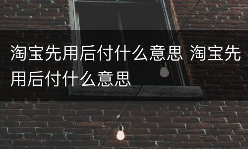 淘宝先用后付什么意思 淘宝先用后付什么意思