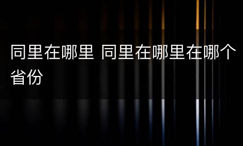 同里在哪里 同里在哪里在哪个省份