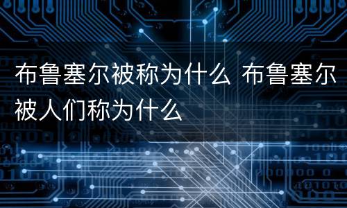 布鲁塞尔被称为什么 布鲁塞尔被人们称为什么
