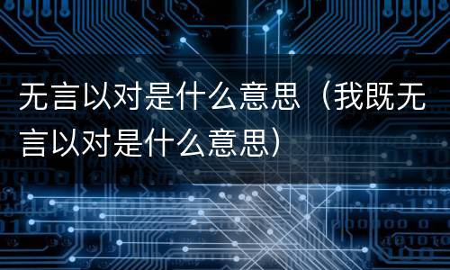 无言以对是什么意思（我既无言以对是什么意思）