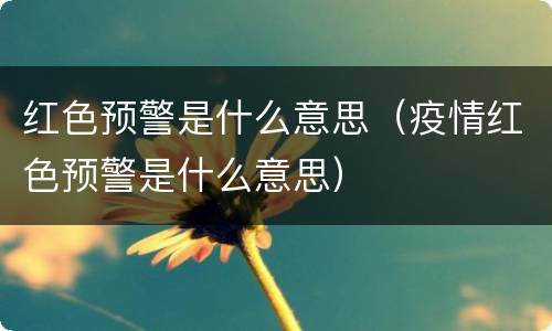 红色预警是什么意思（疫情红色预警是什么意思）
