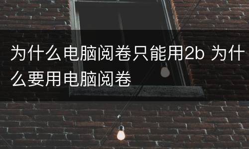 为什么电脑阅卷只能用2b 为什么要用电脑阅卷