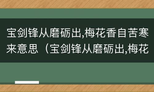 宝剑锋从磨砺出,梅花香自苦寒来意思（宝剑锋从磨砺出,梅花香自苦寒来意思谁写的）
