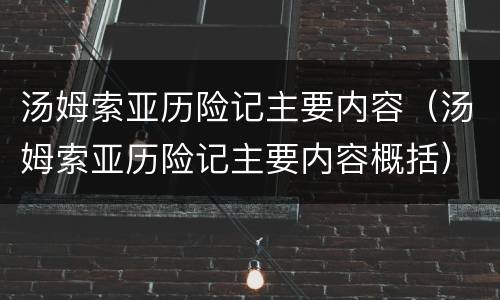 汤姆索亚历险记主要内容（汤姆索亚历险记主要内容概括）