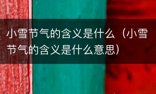 小雪节气的含义是什么（小雪节气的含义是什么意思）