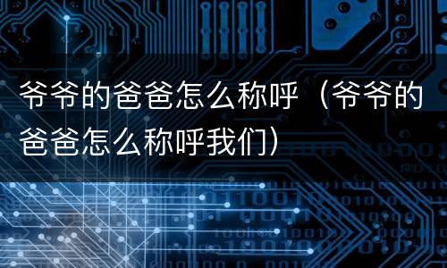 爷爷的爸爸怎么称呼（爷爷的爸爸怎么称呼我们）