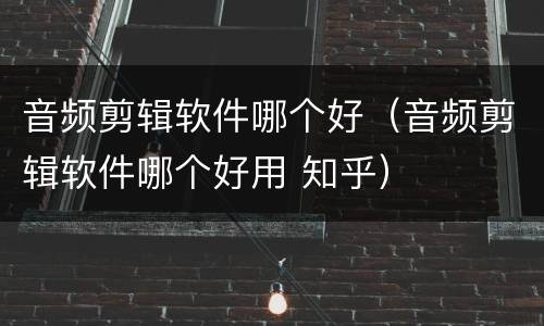 音频剪辑软件哪个好（音频剪辑软件哪个好用 知乎）